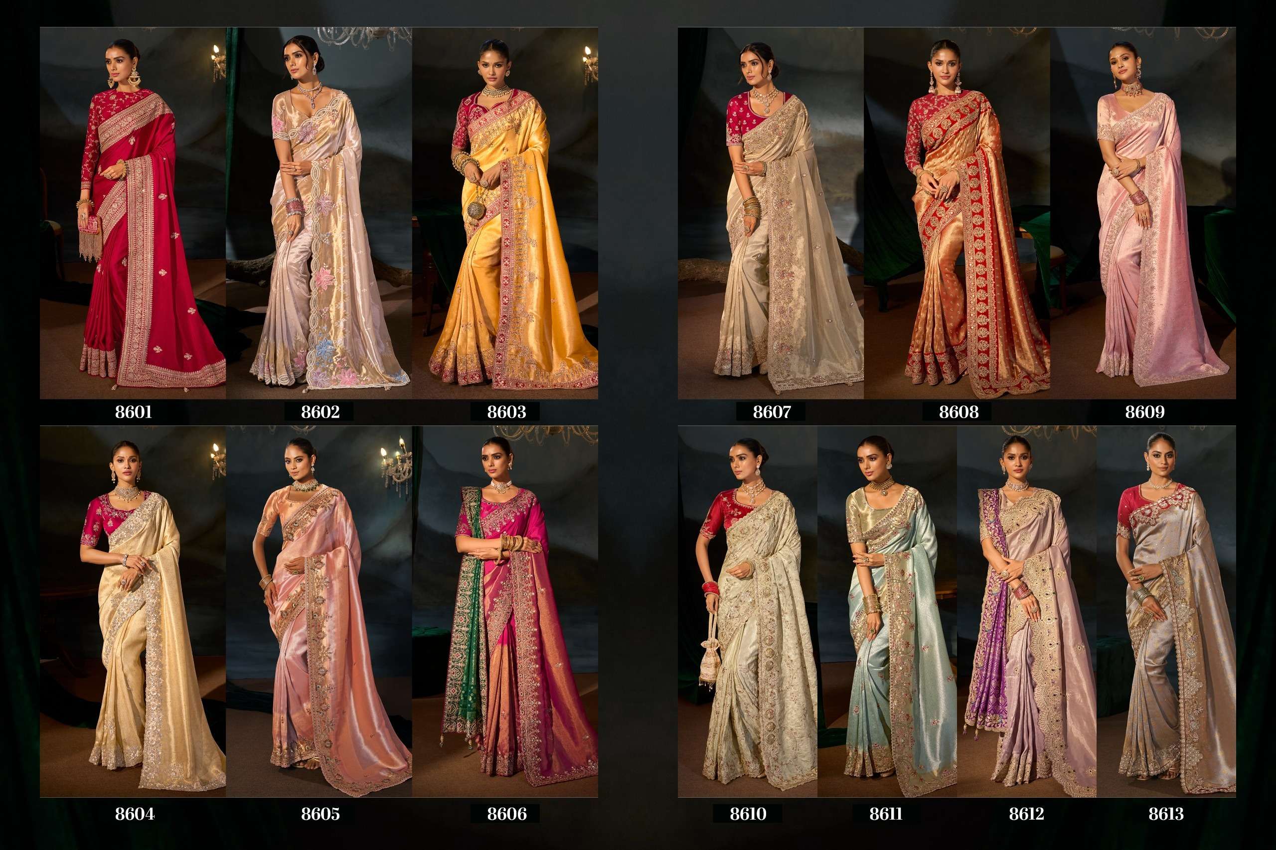 M N 8600 Series 8601 To 8613 the Royal and classic Heritage Collection saree wholesale in surat